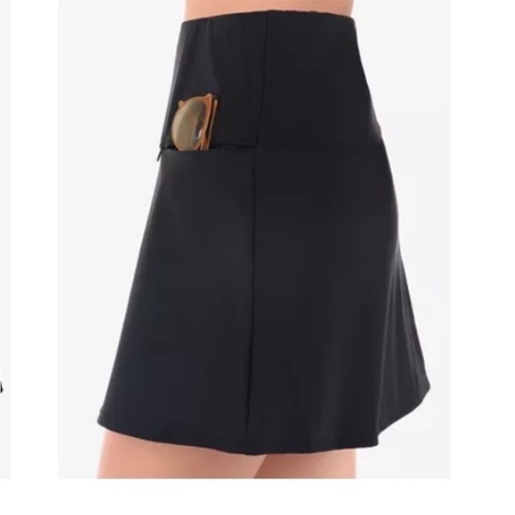 $124 Miraclesuit Fit & Flair Tummy Control Swim Skirt Sz 14 Black Zip Pocket - Picture 5 of 16